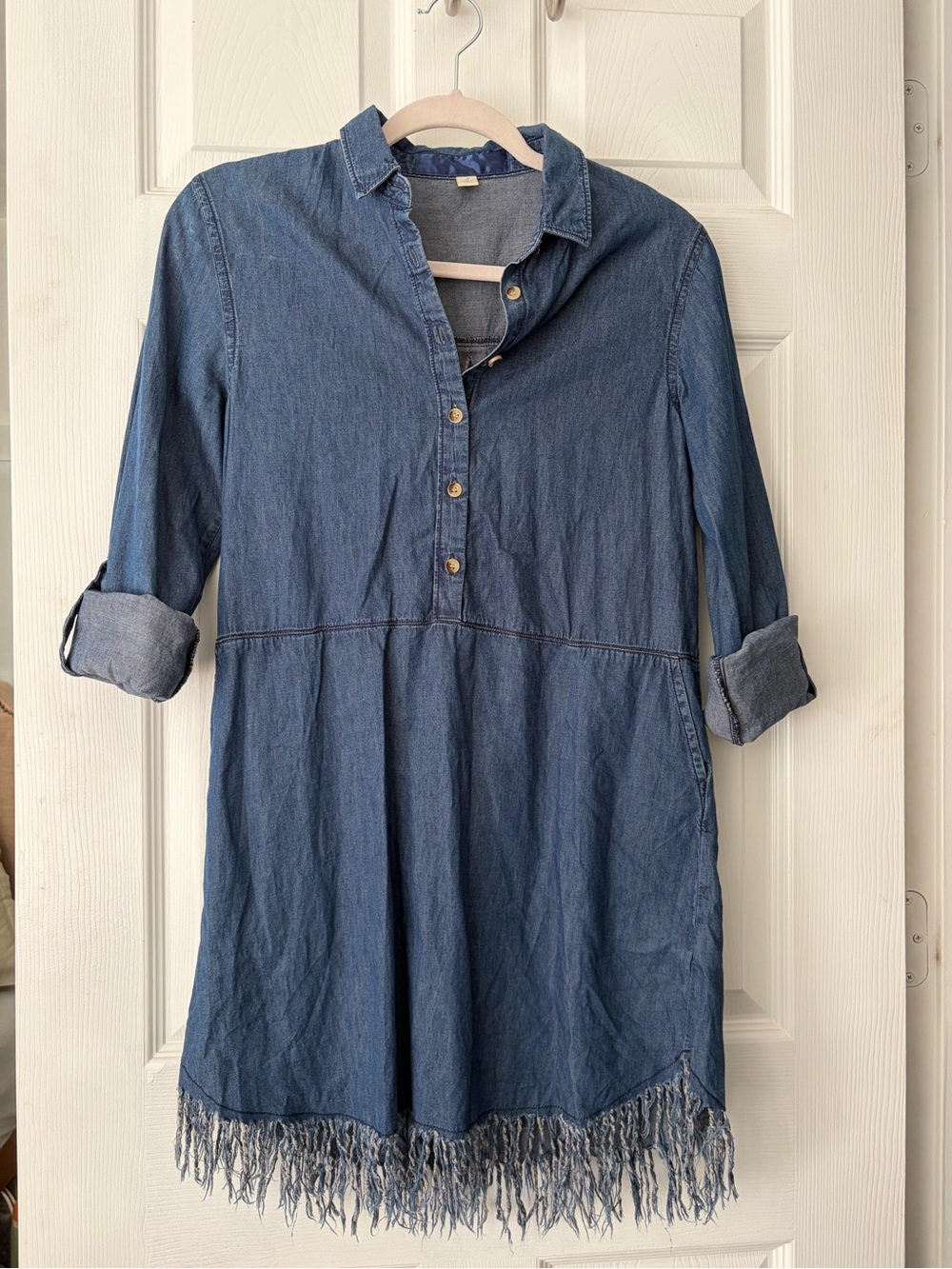 100% Cotton Denim Fringe Dress